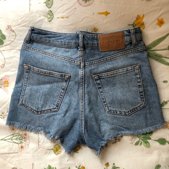 Topshop High Waisted Denim Shorts - Picture 2 of 9